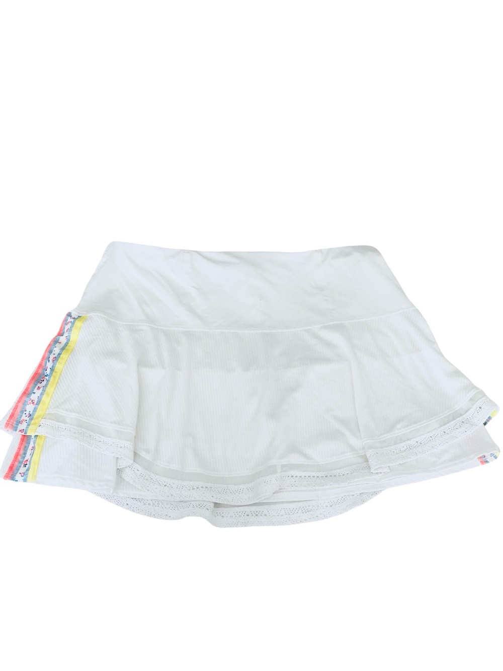 Lucky in Love White Layered  Skort  with Pink, Yellow and Blue Trim-XL